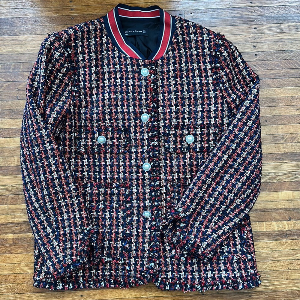 Zara Tweed Jacket with Pearl Buttons